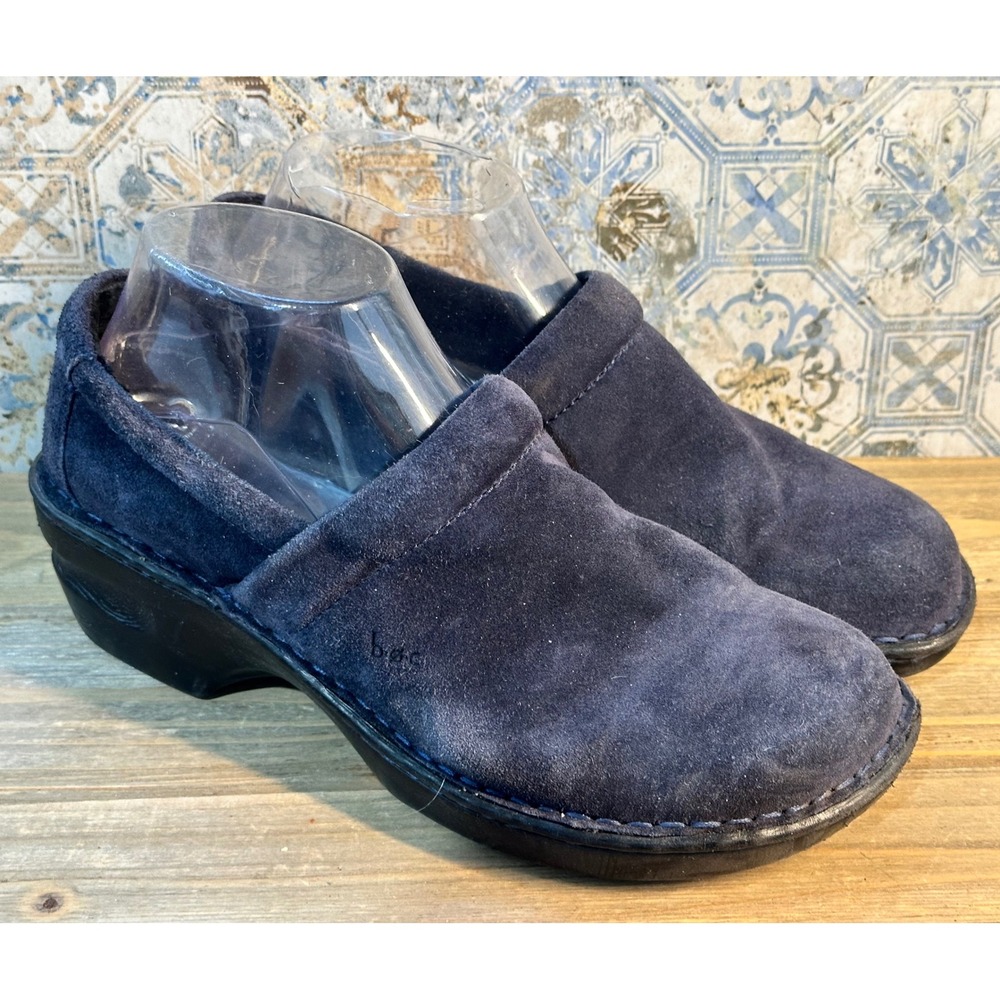 b.o.c. Clogs Suede Platform Mules Womens 9 M Blue Comfort